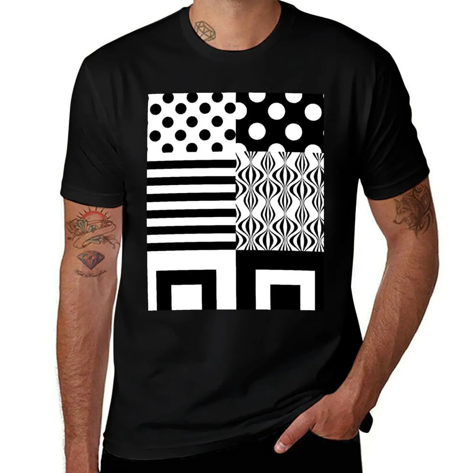 

60s Mod Patterns Black & White Blocks T-Shirt cotton t shirts man 100% funny t shirts cotton anime tshirt T-Shirt