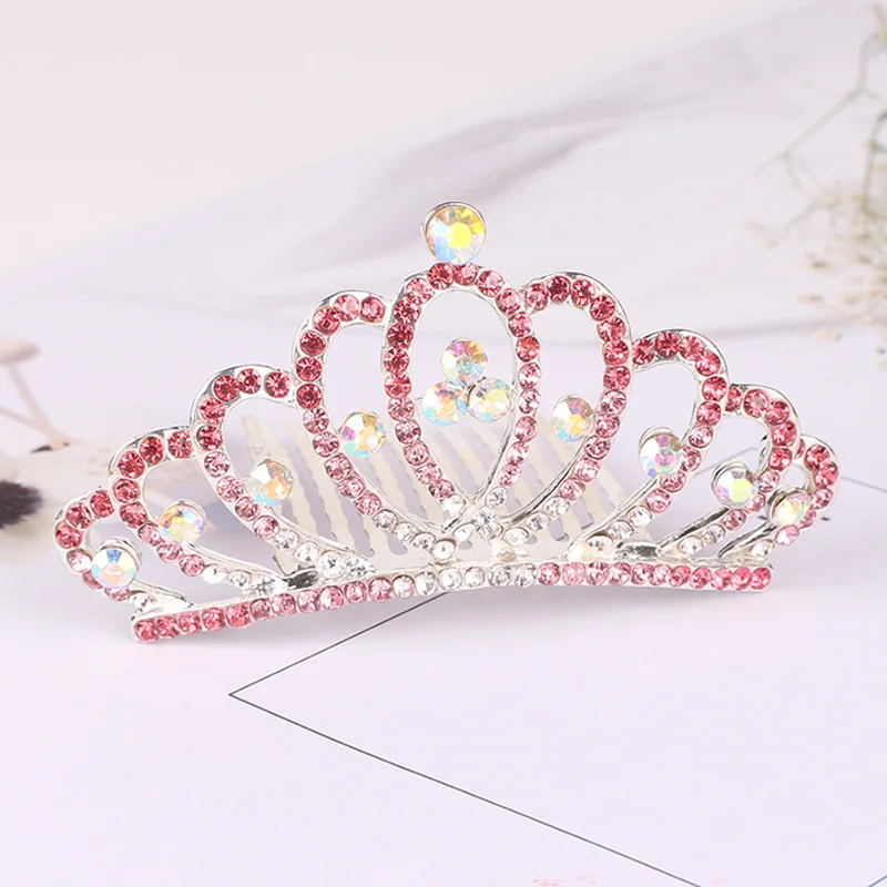 Children Large Hair Comb Tiara Crown Luxurious Hair Accessories Pageant Ornaments for Birthday or New Year Gifts