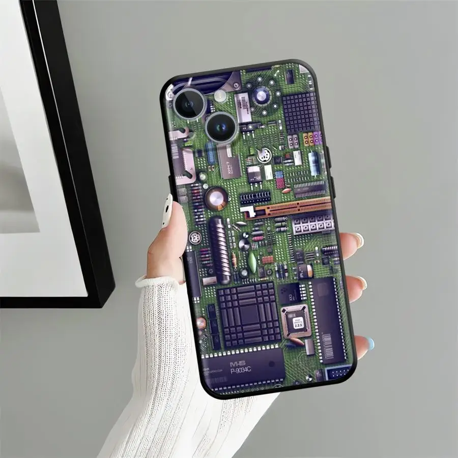 الكلاسيكية اللوحة الأم لوحة دوائر كهربائية لينة عودة غطاء الهاتف الحال بالنسبة آيفون X XS XR 11 13 Mini 15 Plus 12 17Air SE 7 8 17 16 Pro Max