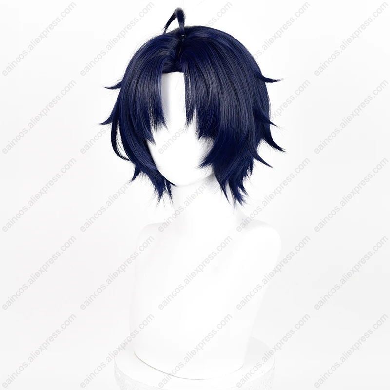 ZZZ Asaba Harumasa Cosplay Wig 30cm Blue Black Short Wigs Heat Resistant Synthetic Hair