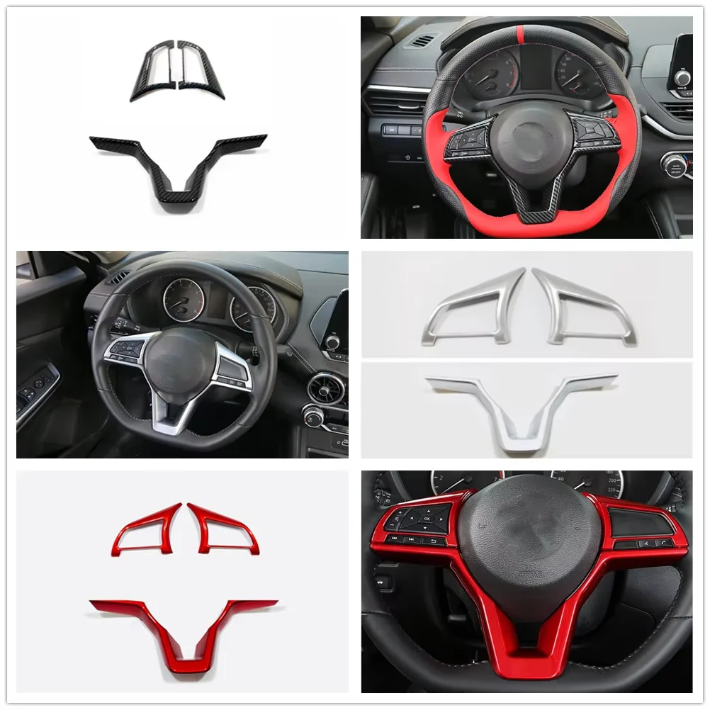 For Nissan Navara NP300 Terra 2017 - 2021Accessories Car Steering Wheel Frame Decoration Cover Trim Car Styling Interior Styling