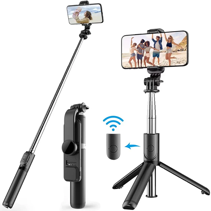 Portable Bluetooth Selfie Stick Phone Holder Retractable Multifunctional Tripods With Led Selfie light Wireless Remote Shutter