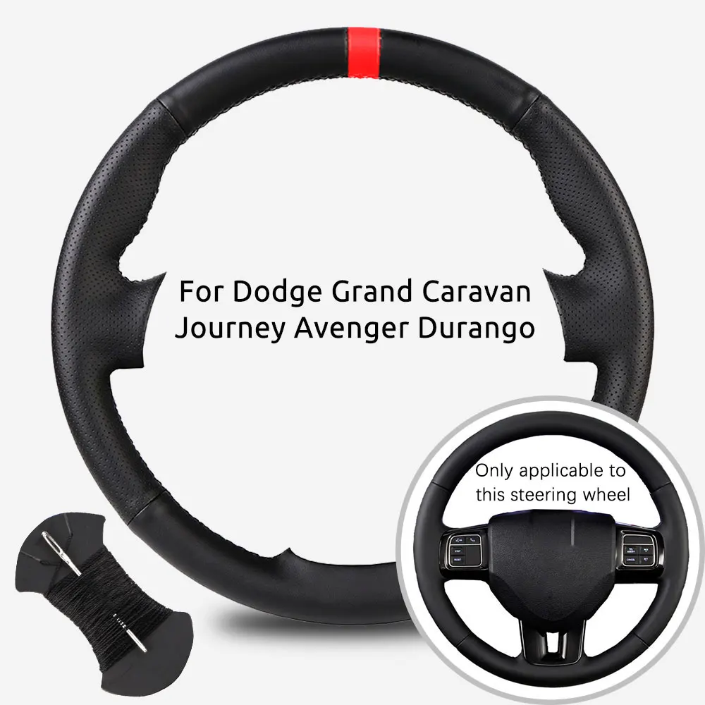 Индивидуальный плетеный чехол на руль автомобиля для Dodge Grand Caravan Journey Avenger Durango, сшитый вручную черный чехол на руль Индивидуальный плетеный чехол на руль автомобиля для Dodge Grand Caravan Journey Avenger Durango, сшитый вручную черный чехол на руль
