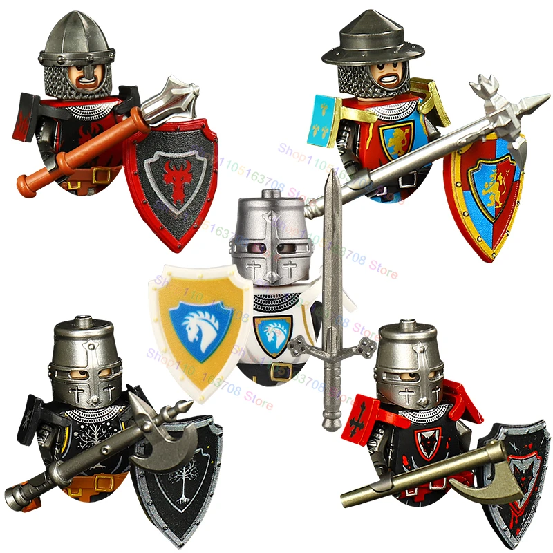 Armadura de Cavaleiros Leões Medievais, Modelos ST3634, Mini Figuras de Ação, Acessórios, Blocos de Montar, Quebra-Cabeça, Brinquedos para Crianças, Presentes