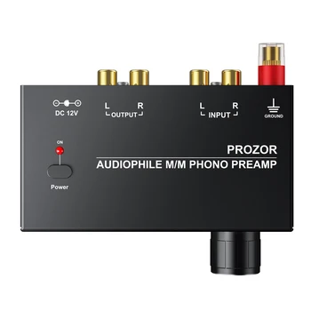 PROZOR Phono Preamp Preamplifier RCA Input RCA EU Power Adapter with 3.5mm Jack Output Phono Preamplifier Level Control