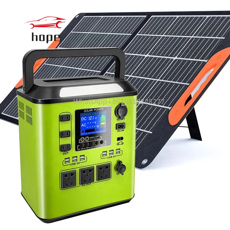 big capacity battery pack 1000W 1500W 2000W solar power station outdoor energy storage with led light for RV car charging