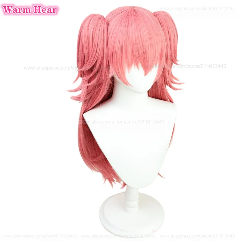 Anime sintetico Momoi Airi parrucca Cosplay lunga 70cm rosa doppia coda di cavallo parrucca resistente al calore capelli Halloween Party parrucche + un cappuccio parrucca