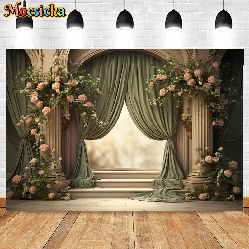 Mocsicka-Vintage Palace Arch Backdrop, Fotografia, Arte Maternidade, Retrato, Decoração do casamento, Studio Photo Background, Banner, Adulto