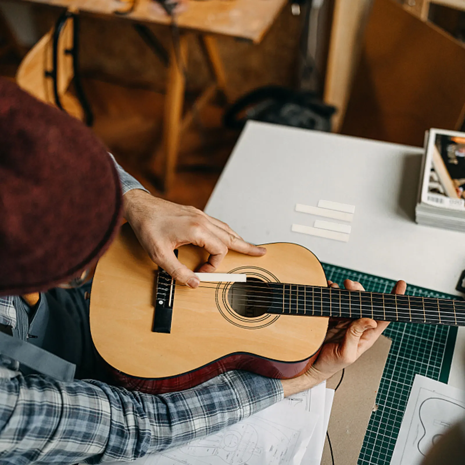 

5Pairs Plastic Ukulele Nut Saddle Replacement Kit Easy Fit Improved Playability Ukulele Accessory Saddle and Nut Kit