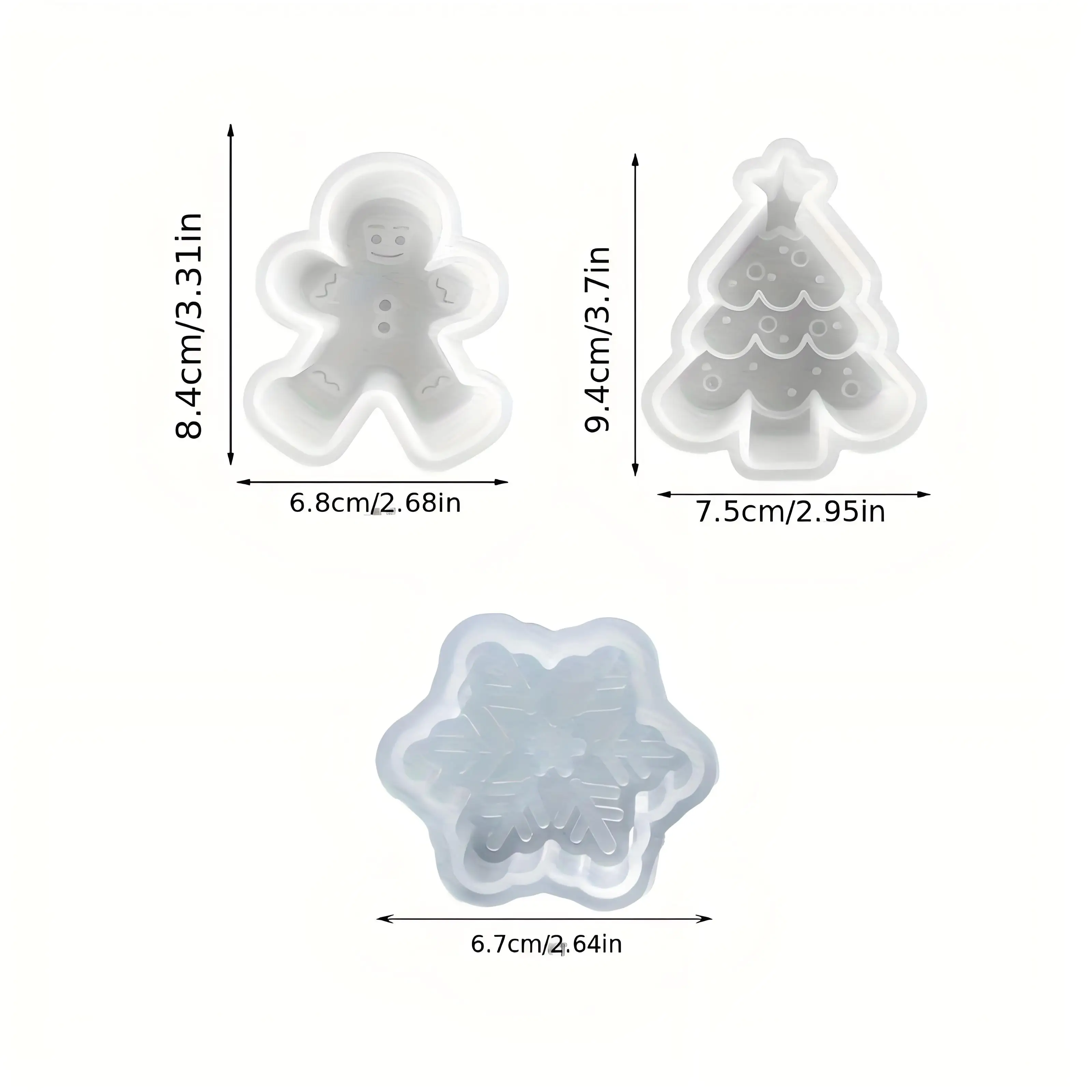 3 stücke Silikon Kerze Form Set Weihnachten Baum Lebkuchen Mann Schneemann DIY Zeichnung Animation Yeso Ton Harz Dekoration Form