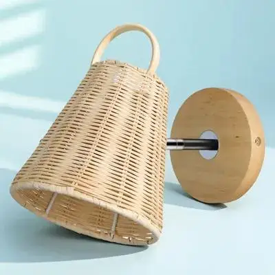 

Rattan Wall Lamp Socket Light Boho Fixture Natural Atmosphere Bedside Sconce Mount Modern Night Light Bedroom Wall Lights Rustic