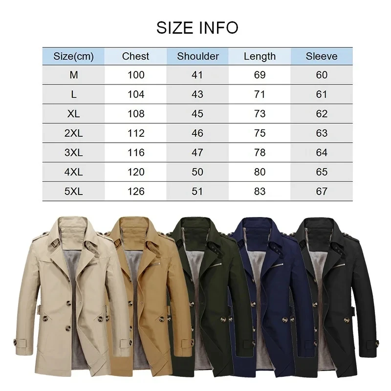 Men\'s Business Windbreaker Long Jackets Pure Cotton Trench Coats Casual 2024 Spring Fall Winter Fashion Suit Streetwear Blazers