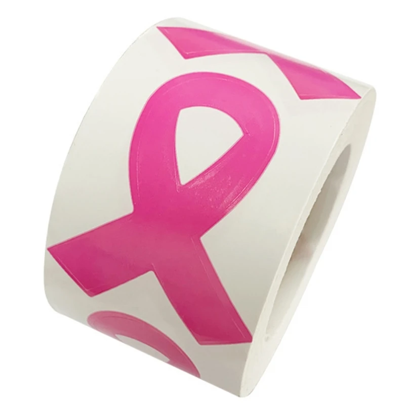 

Pink Sticker Ribbon Sticker Breasts Awareness Ribbon Sticker for Event Decoration Giveaways and Fundraising