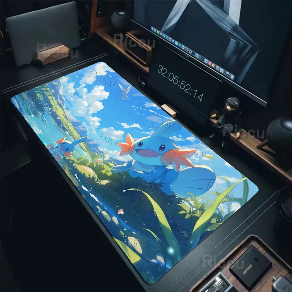 Buntes Gaming-Tastatur-Unterlage Laptop Japan Cool Anime Mauspad XXL P-Pokémon-Muster Rutschfeste Schreibtischunterlage PC Gamer Schrank-Mauspad
