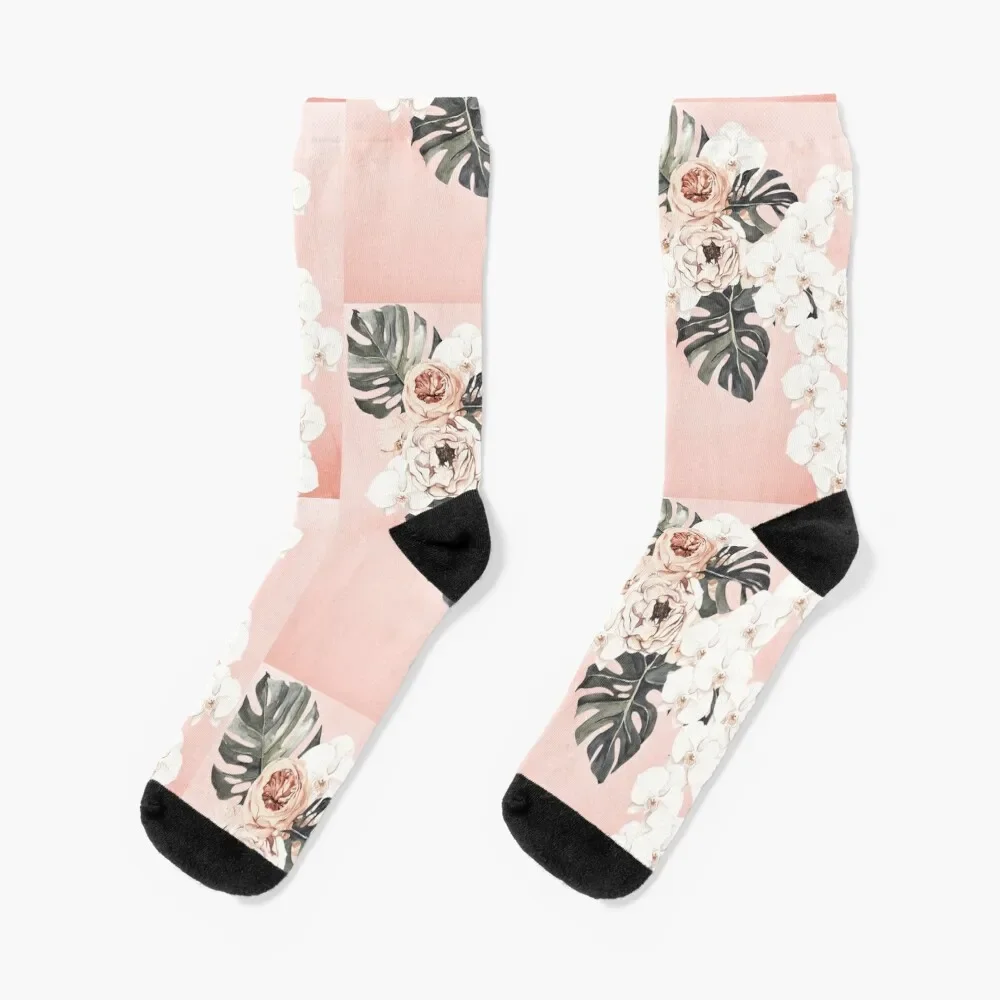 

Dusty Rose Floral Socks Non-slip summer Thermal man winter Mens Socks Women's