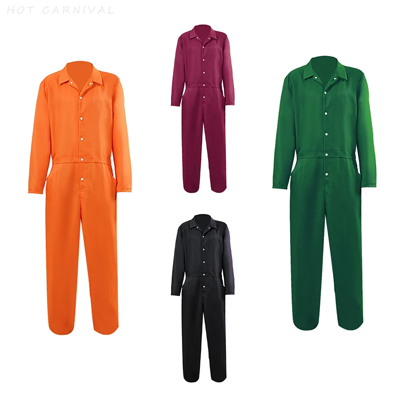 

Узница, красный, оранжевый комбинезон, унисекс, комбинезон на Хэллоуин, летающий комбинезон, мужской костюм серийного убийцы, косплей, униформа из фильма ужасов