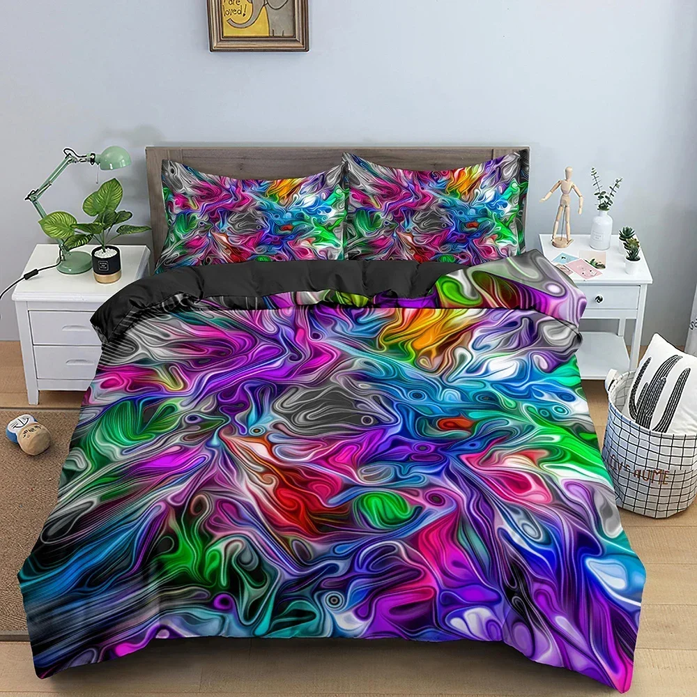 

Abstract Duvet Cover 3D Pattern Bedding Set Single Twin Double Queen King Cal King Size Bed Linen Set