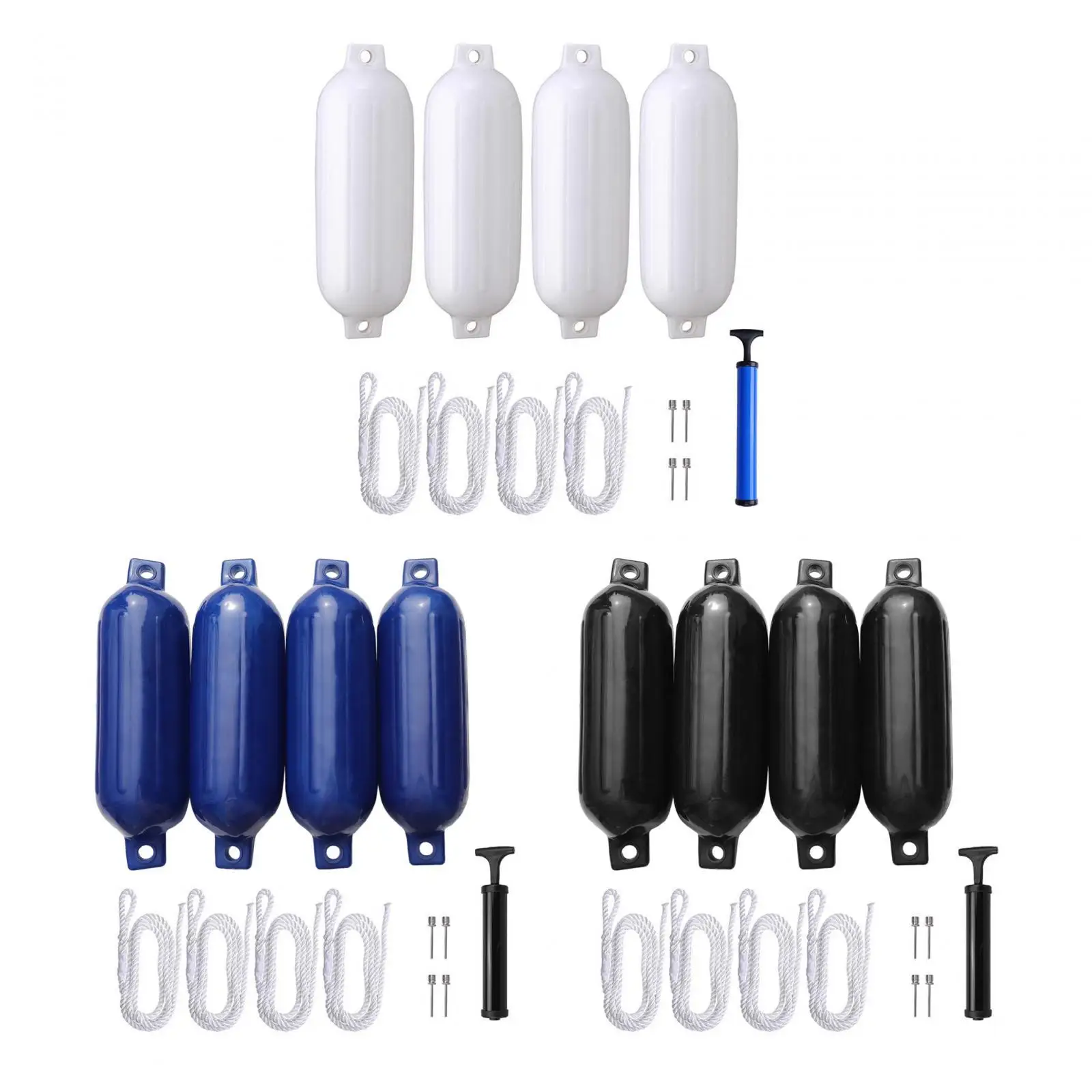 

4Pcs Boat Fender with Inflatable and Pump with 4 Rope Inflatable Marine Bumper Boat Bumper for Pontoon Boat Row Boats
