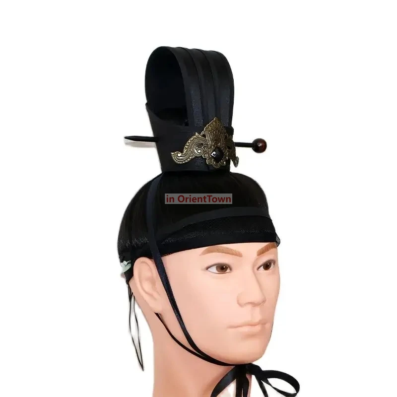 Sombrero de emperador de la Dinastía Han para adultos, sombrero antiguo de Príncipe chino, sombrero real Vintage de China, cosplay de rendimiento