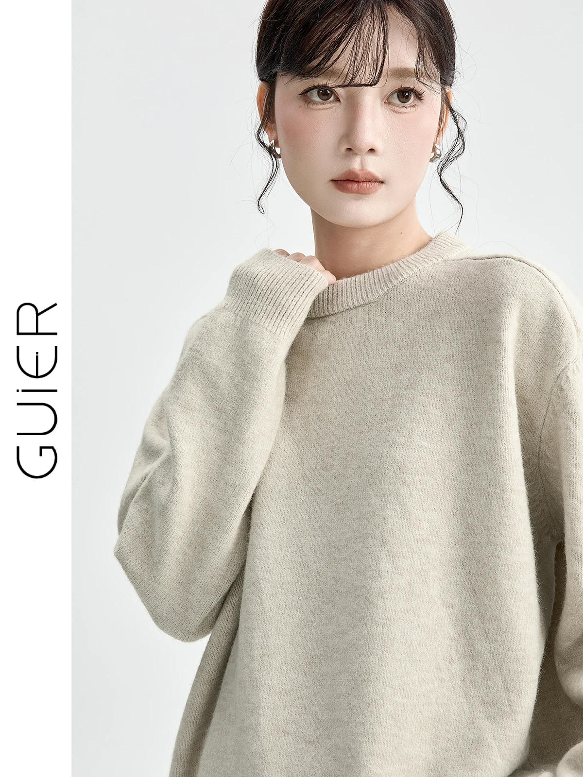 

Guier Women's Knitted Sweater round Ne Loose Fit Casual Versatile Winter Faion Commute Sle Long Sve Warmth Heating