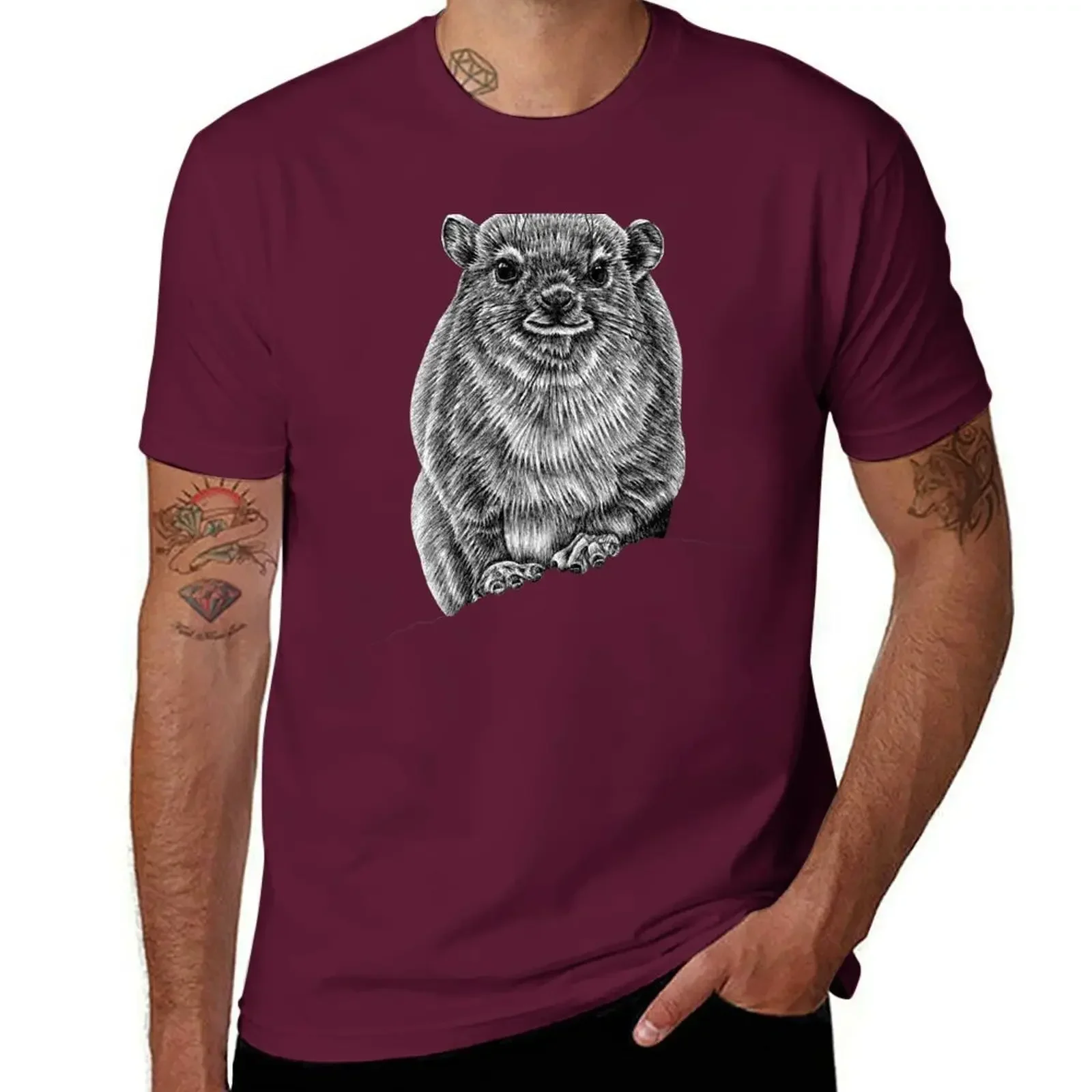 2024 funny summer style fashion cotton rock hyrax T-Shirt tops funnys mens clothing harajuku men clothing graphic t shirts