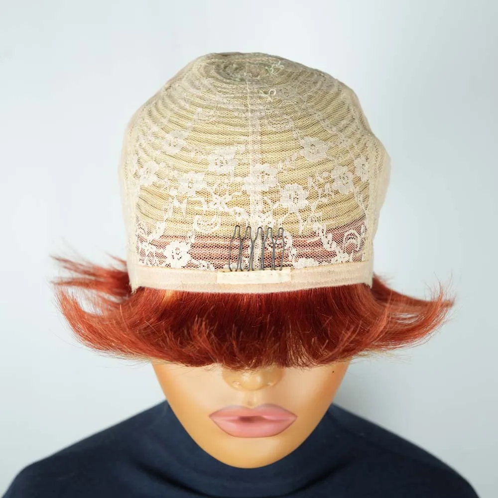 픽시컷 가발 인모 숏 스트레이트 픽시 가발 흑인 여성용 레이어드 브라질리언 레미 인모 머신 메이드 가발