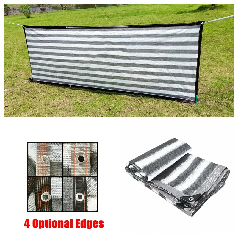 Grey White Stripe Sun Shade Net Garden Anti-UV Sunshade Canopy Outdoor Privacy Fence Mesh Plants Sun Shelter Camp Tent Sails