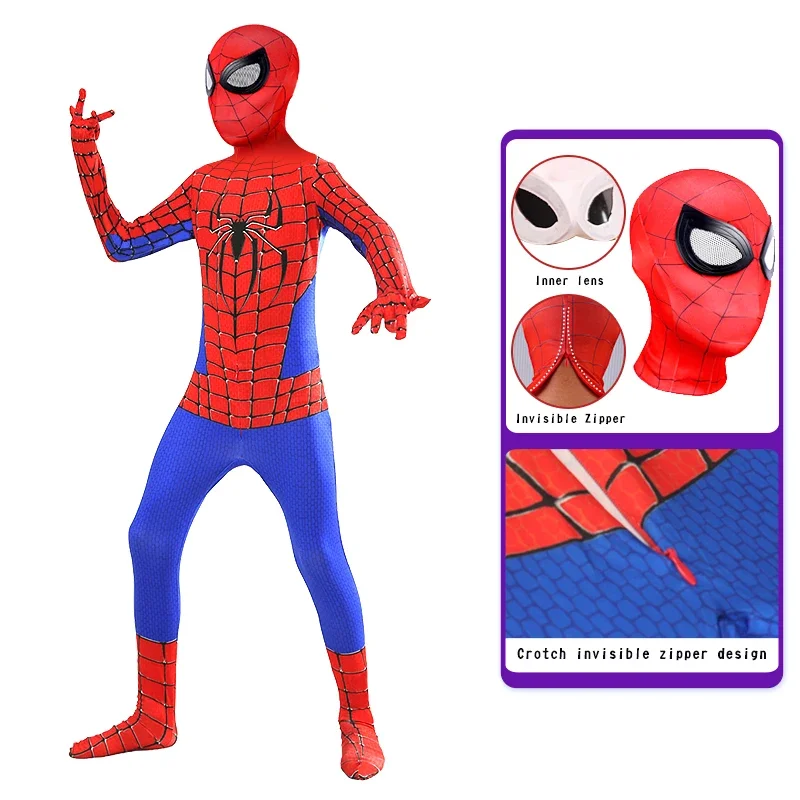 Dzieci Anime superbohater Spiderman przebranie na karnawał maska w stylu 3D z luksusowymi soczewkami boże narodzenie karnawałowa sukienka na imprezę