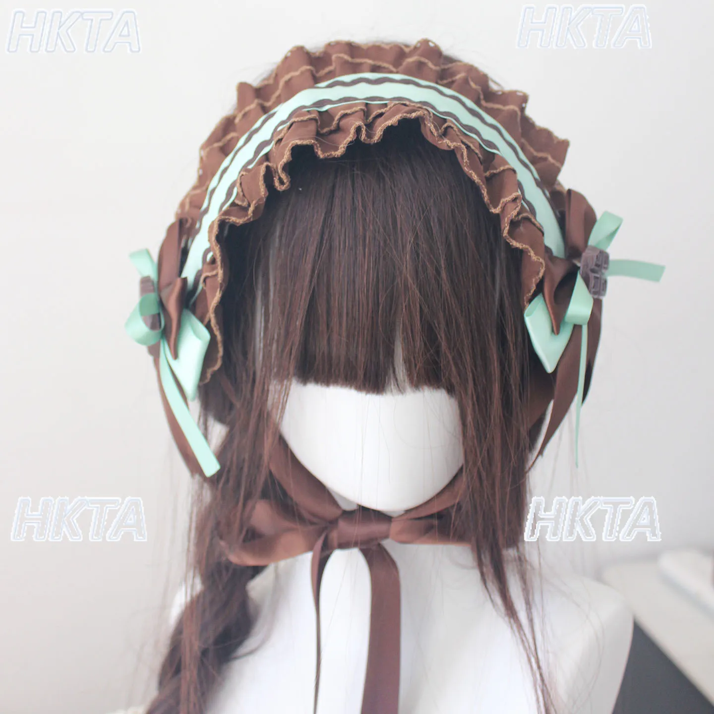 Oryginalne, ręcznie robione akcesoria do włosów z czekolady, opaska do włosów w stylu Lolita, kokarda w stylu kawowego deseru, karbowana kokarda karmelowa, urocza opaska do włosów Lolita dla dziewczynek.