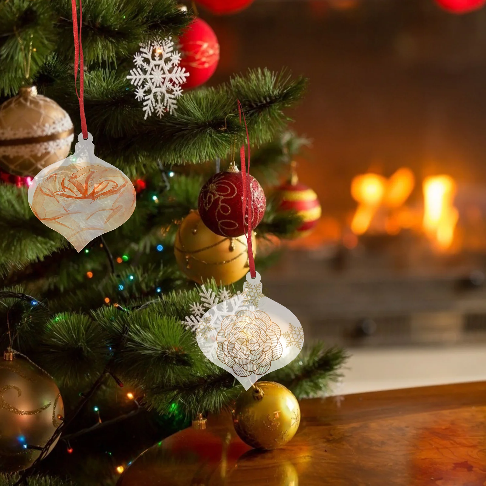 

10Pcs DIY Photo Hangings Clear Acrylic Pendants for Christmas Tree Xmas Decor Sublimation Blank Hanging Ornament Craft