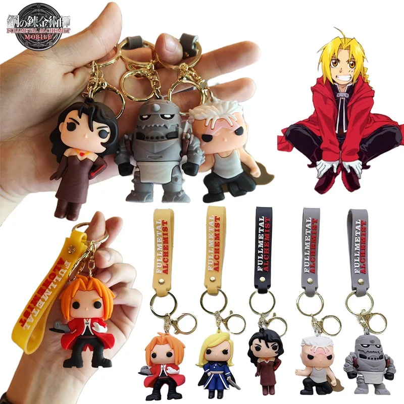 Fullmetal Alchemist Figures Key Chains Anime Edward Elric Keychain Pendant Backpack Jewelry Alphonse Elric Bags Key Accessories