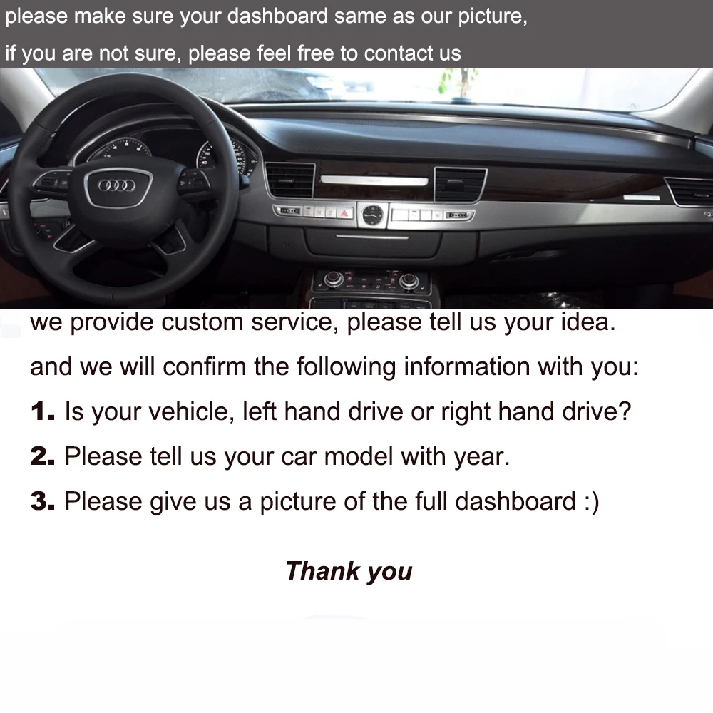 

Custom Car Dashboard Cover Wrap in Alcantara for Audi A8L 2011-2017 Mat Shade Cushion Pad Carpets Accessories