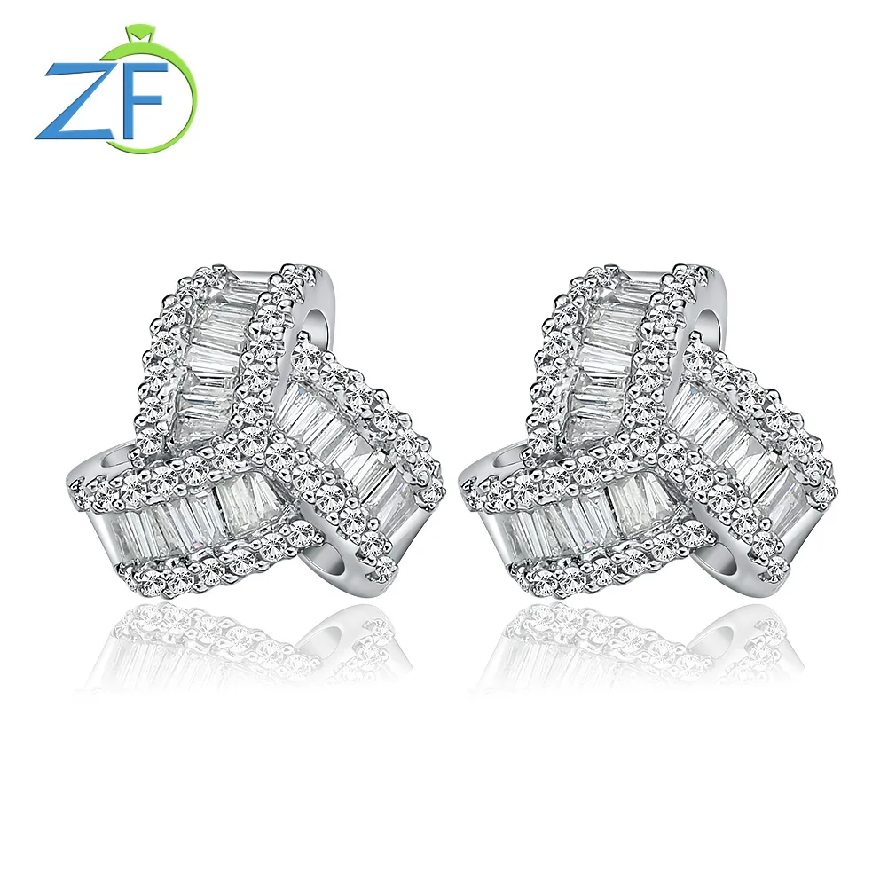 

GZ ZONGFA 925 Sterling Silve Studs Earrings for Women 0.3Ct Real Natural Sparkling Diamond Triangle Earring Gift Fine Jewelry