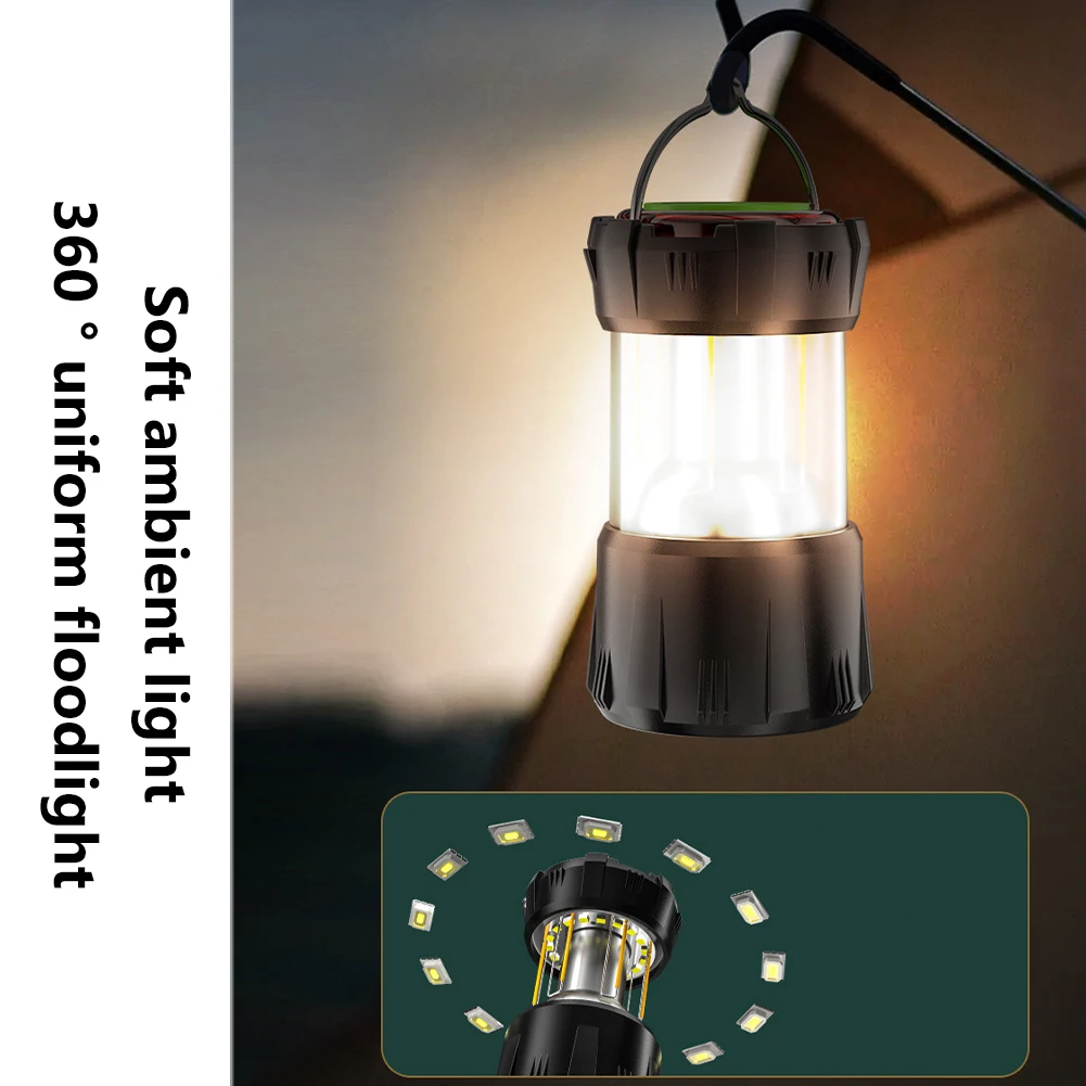 

F2 9-режимная лампа освещения, светодиодный портативный фонарь, лампа для кемпинга, водонепроницаемый аварийный рабочий свет, перезаряжаемый фонарик