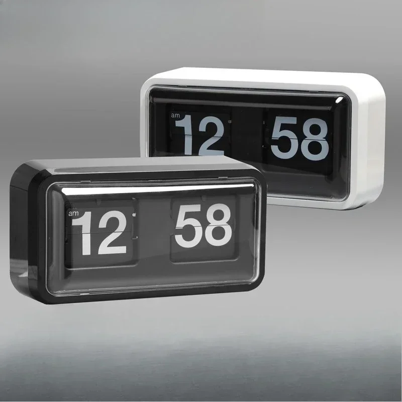 Japanese Style Modern Minimalist Flip Clock Transparent Box Design Black White Table Clock/Desk Clock for Living Room Decoration
