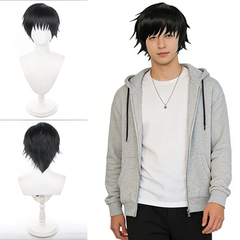 Fushiguro Toji Cosplay Wig Jujutsu Kaisen Anime Black Short Wig Full Head Heat Resistant Synthetic For Halloween Costume Party