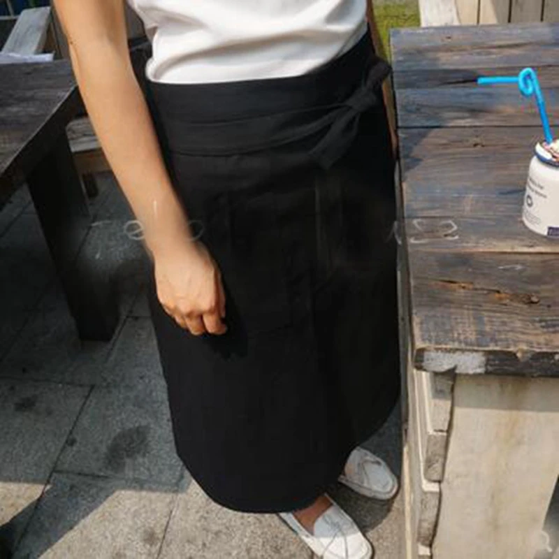 Cotton Pure Half-length Apron Customized Coffee Shop Catering Milk Tea Shop Kitchen Korean Edition Fashion Work Apron