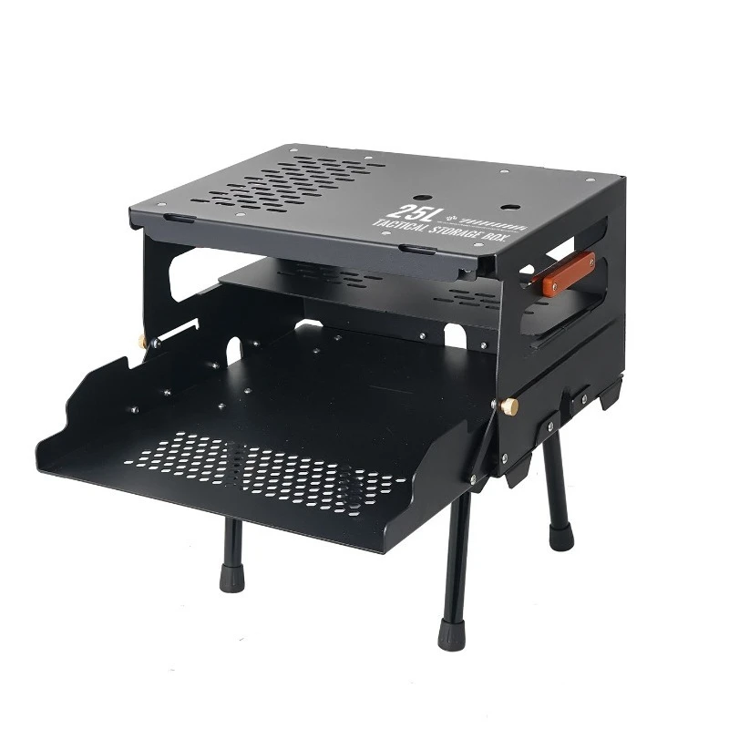 

Outdoor 25L camping storage box multi-functional rack folding table foldable large capacity car trunk