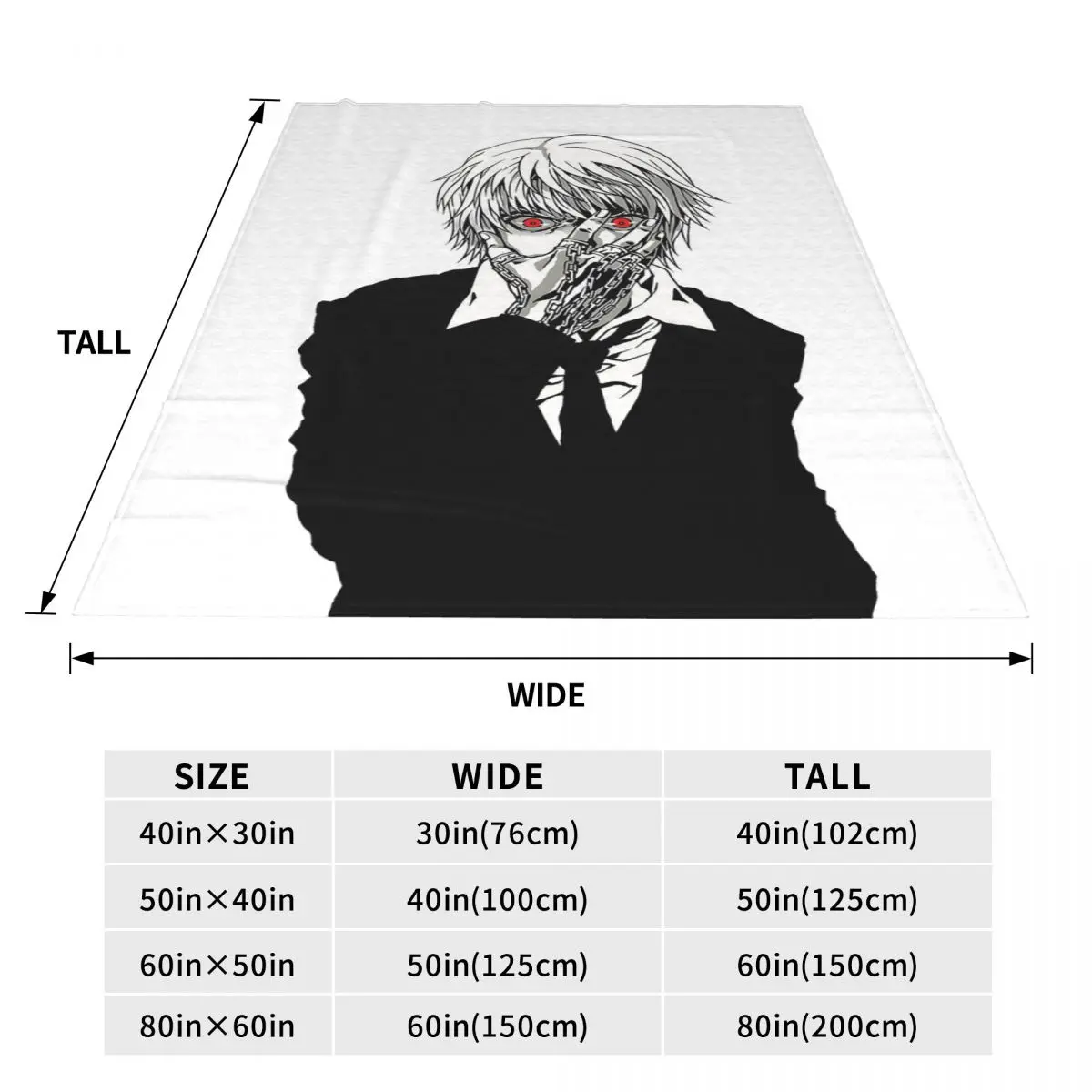 Anime Tokyo Ghoul Kaneki Ken Blanket Soft Warm Flannel Throw Blanket Bedding for Bed Travel Home Sofa