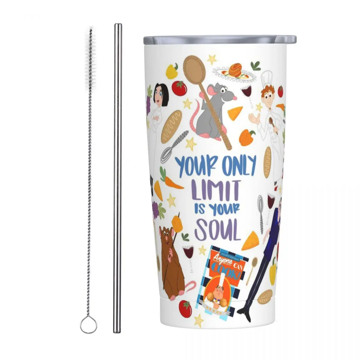 

Ratatouille Stainless Steel Tumbler Vacuum Insulated Mug Thermal Cold Cup Straw With Lid 20oz