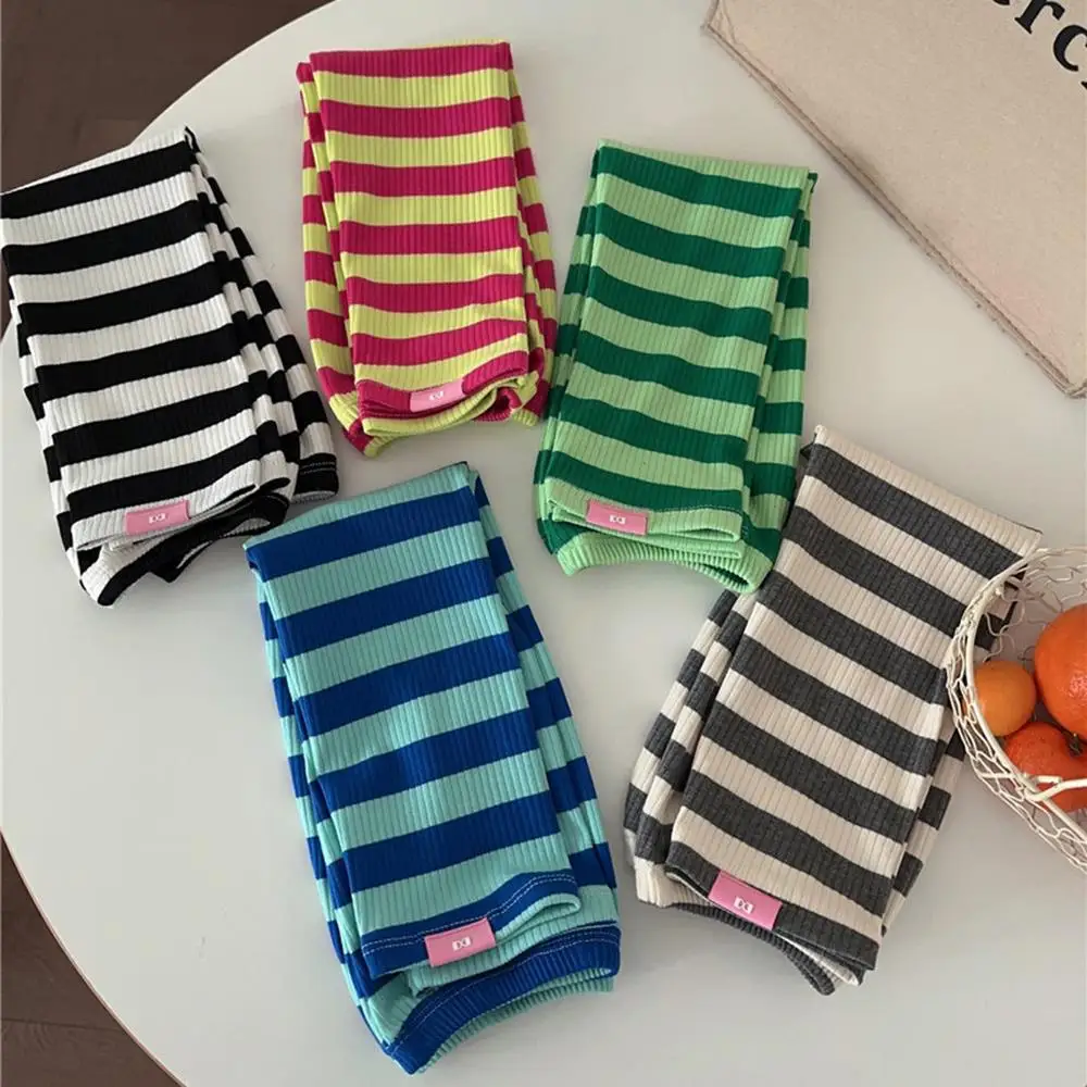 Summer Thin Loose Arm Sleeves Long Oversleeve Soft Arm Cover Sweet Stripe Decor Sunscreen Ice Silk Sleeve Y2K Fashion Gloves