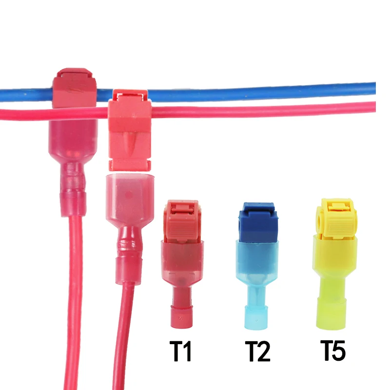 100pcs/50pairs T-Tap Wire Connectors, T Tap Electrical Connectors Quick Wire Splice Taps and Insulated Male Quick Disconnect