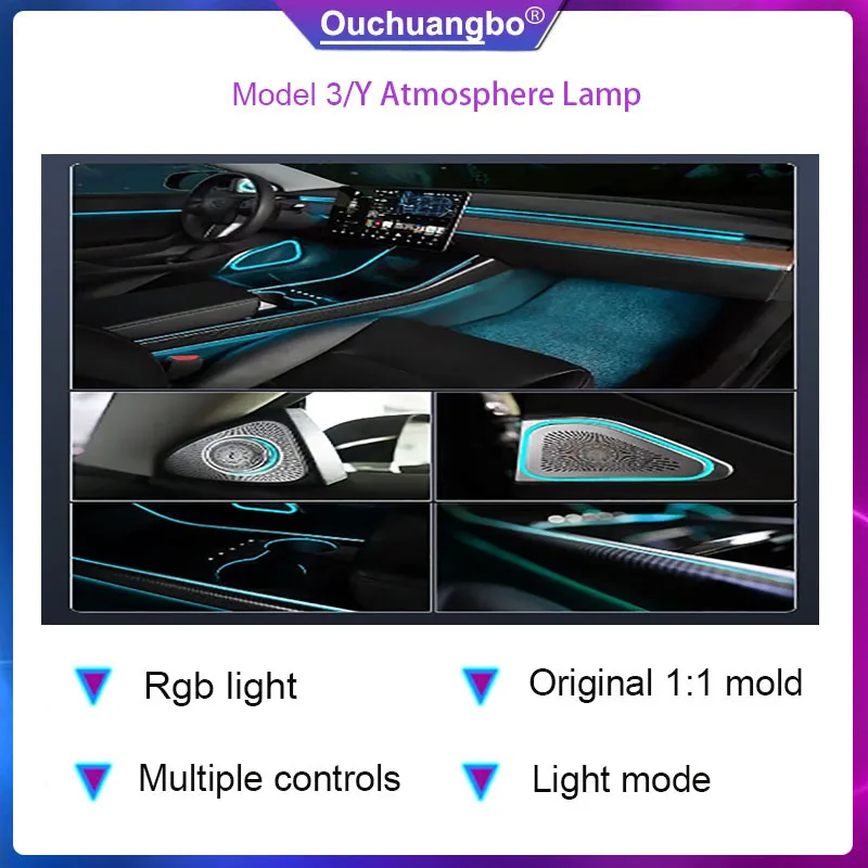 Ouchuangbo LED Ambient lamp For model horn 2019-2023 Atmosphere Lighting Kit rgb magic ambient light Symphony Atmosphärenlicht