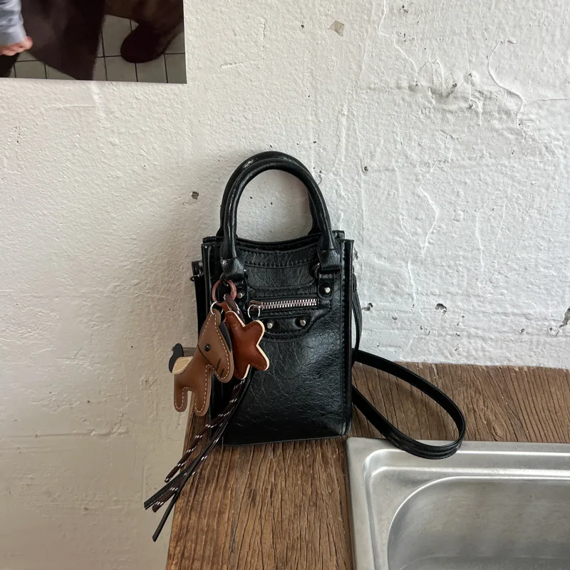 Mini Zipper Crossbody Bags Women PU Leather Shoulder Phone Bags Fashion Designer Short-handle Bag Daily Shopping Phone Purse