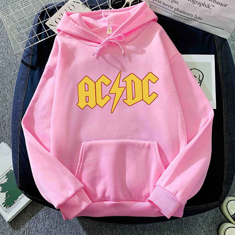 Nueva banda de Rock AC DC Sudadera con capucha ropa informal estilo Hip Hop sudaderas cómodas Strecth sudaderas holgadas de bolsillo moda calle hombres jerseys