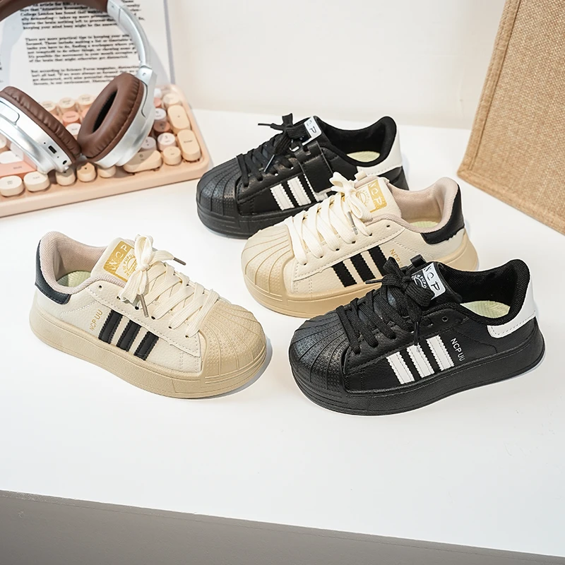 

2025 Autumn New Children's Sports Shoes Girls Shell Toe Plimsolls With Soft Soles Sports Shoes