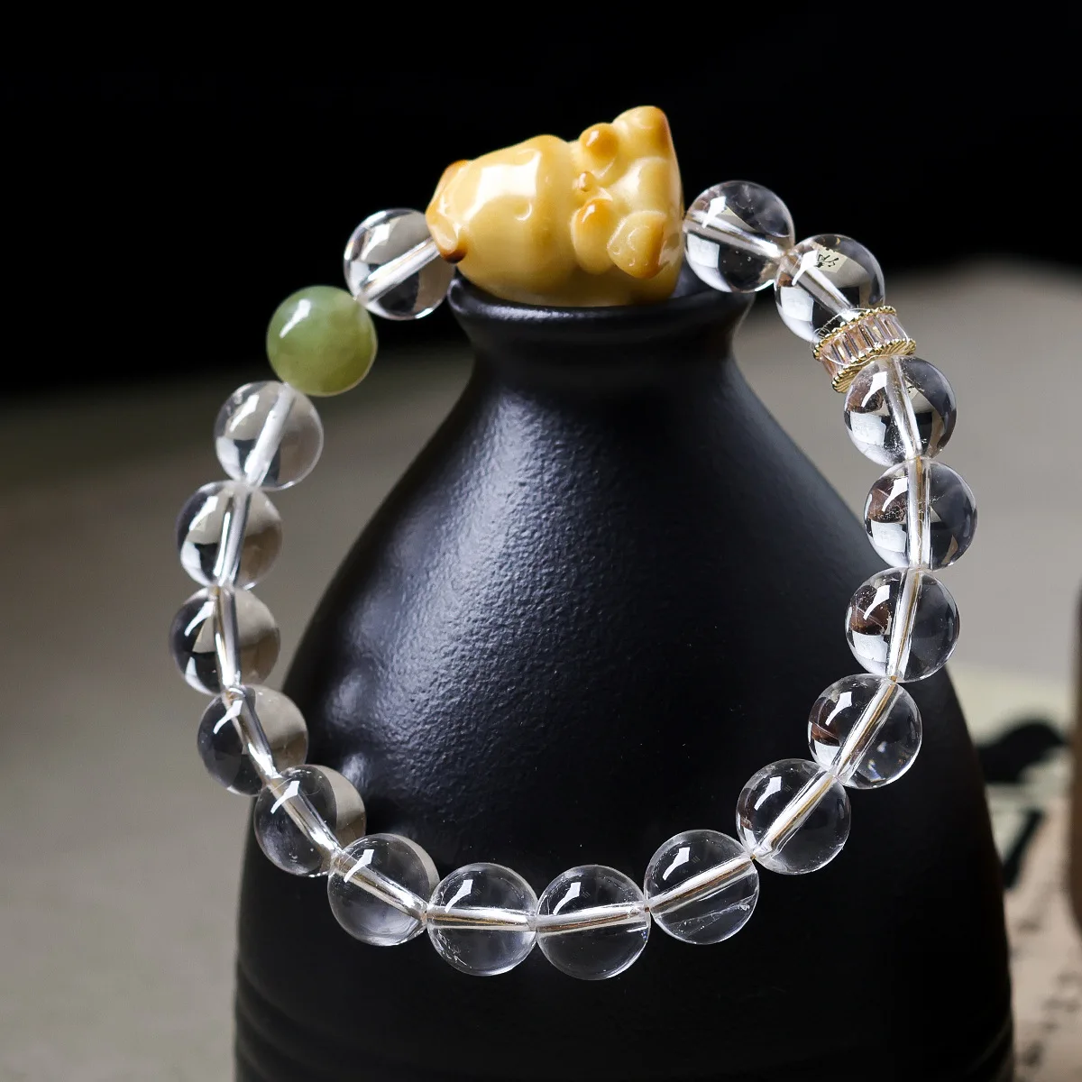 

Natural White Crystal with Ivory Nut Cinnamoroll Bracelet Original Chinese Style Handcrafted Beaded Bracelet Gifts