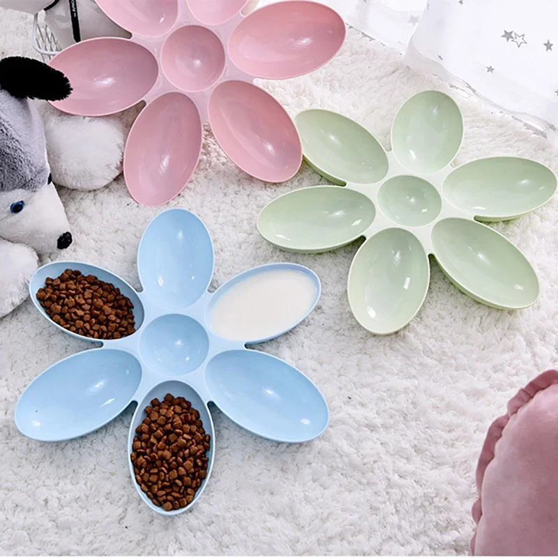 Flower Shaped Pet Bowl with 6 Connected Bowls for Small Dog Water Cat, Dish, Puppy Feeding Slow Down Eating Feeder