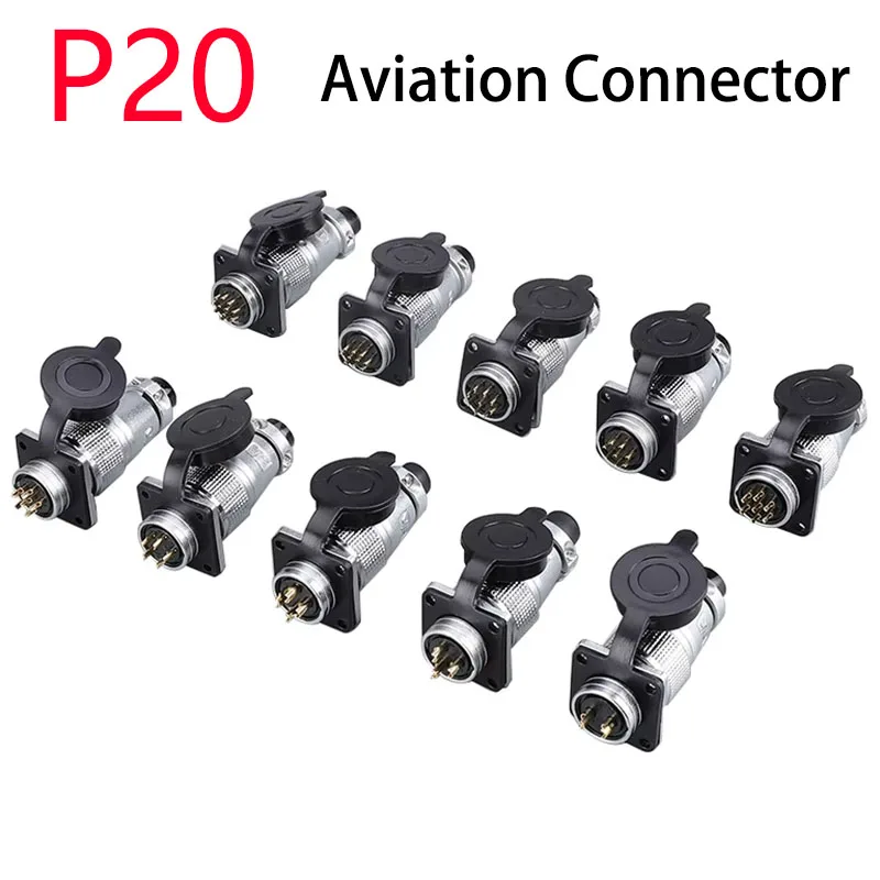 P20 Aviation Connector Plug Socket 20mm 2/3/4/5/6/7/8/9/10/12Pins WS20 Male Female Connectors