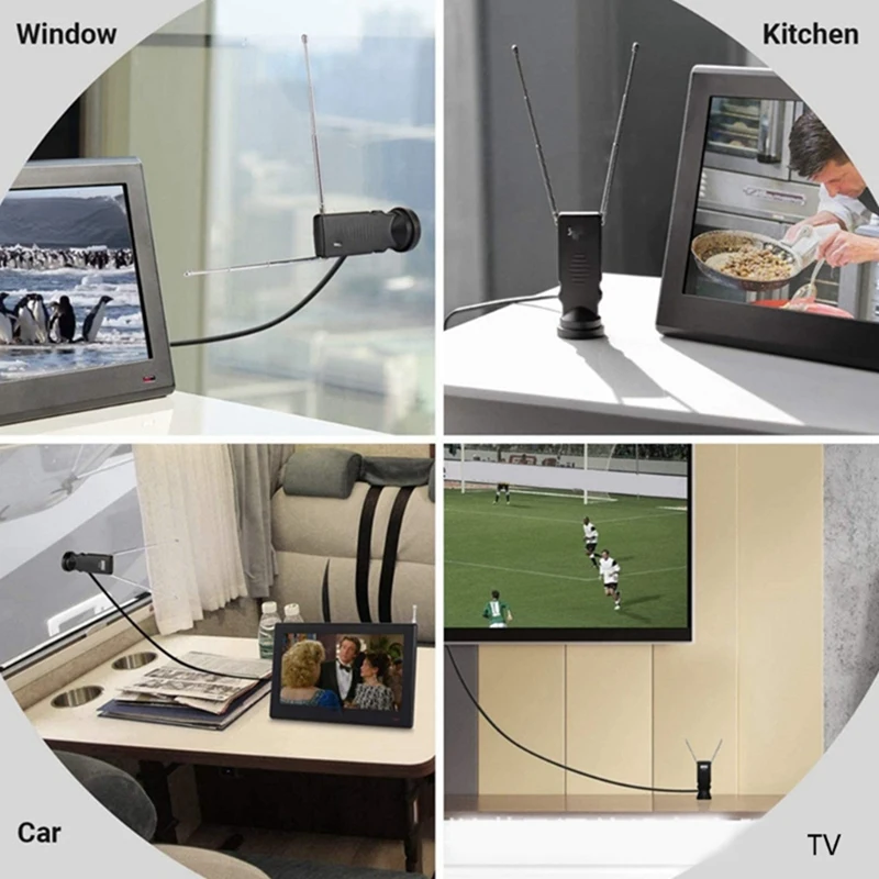 Upgraded Aerial ABS Plastic Antenna Enhances Your Digital Reception With This Portable Indoor/Outdoor Antenna Easy To Use